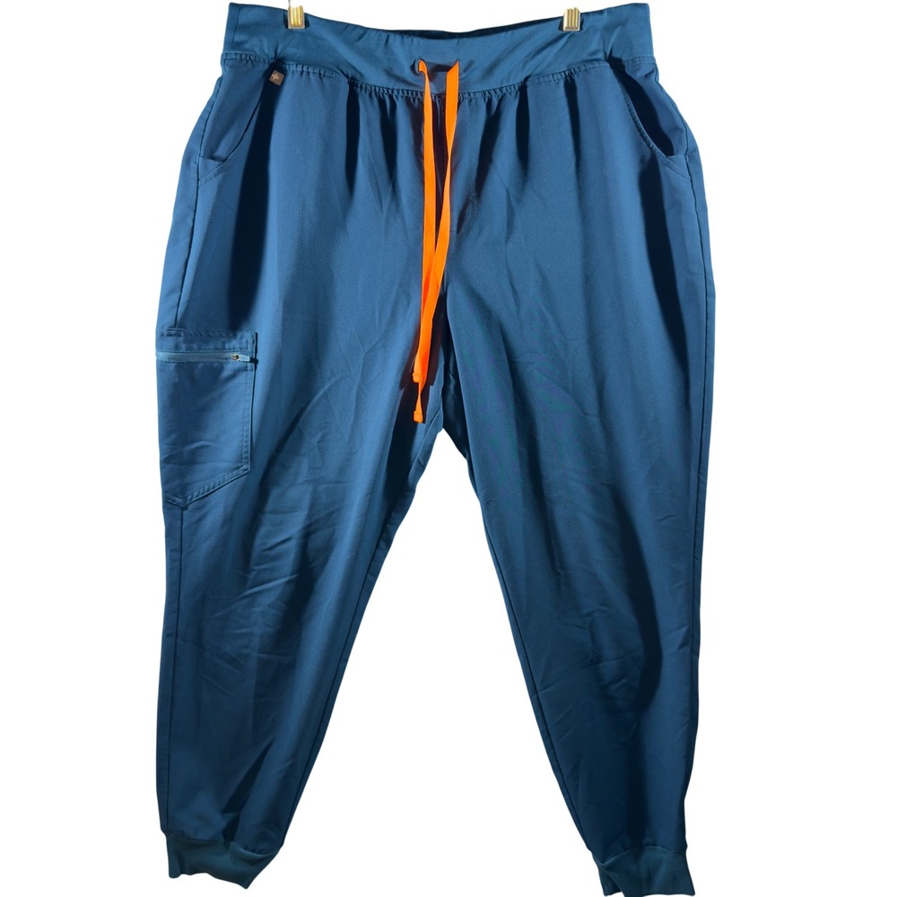 323 | Figs‎ Scrub Pants Women XXL Medical Uniform Jogger Drawstring Teal Blue